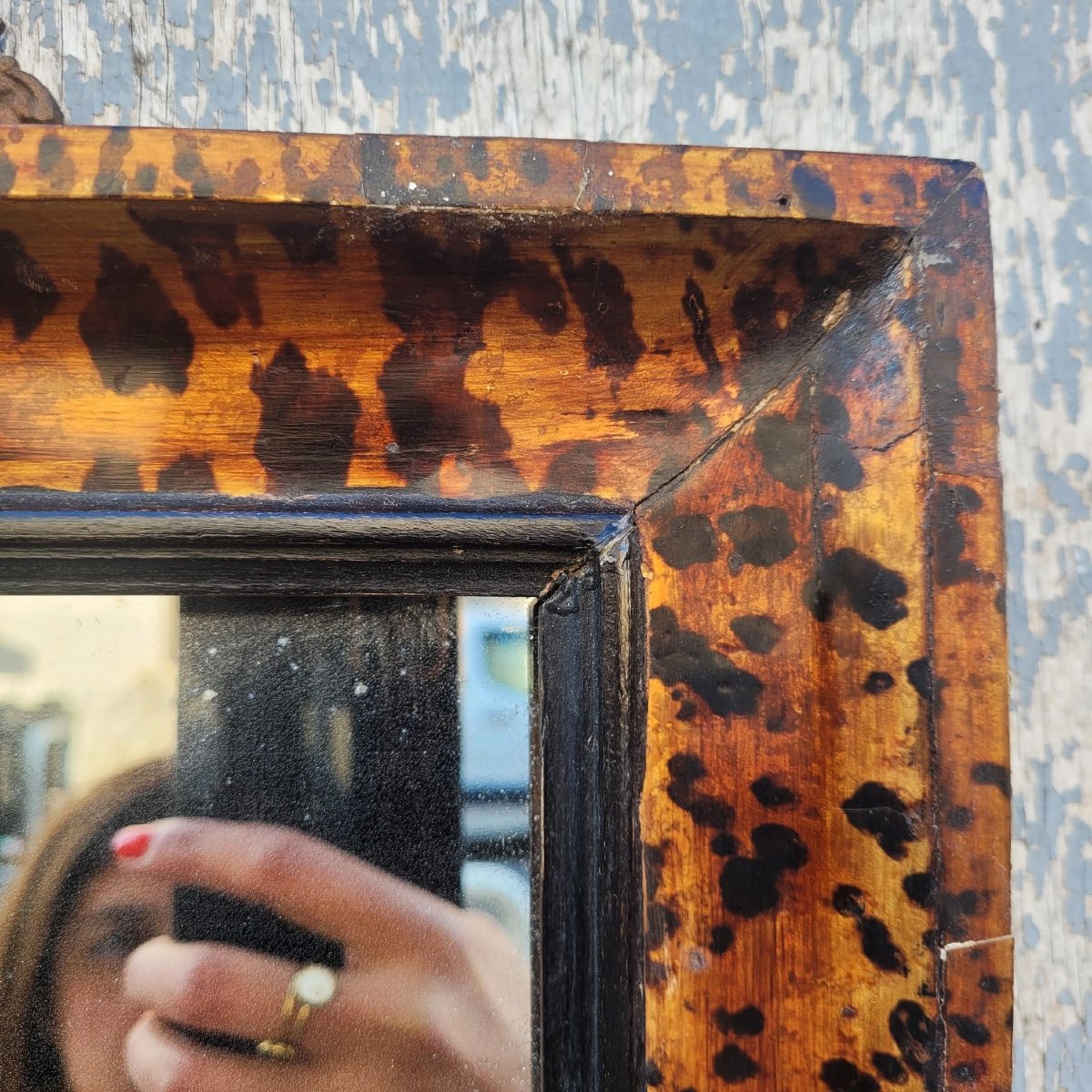 Tortoiseshell Fake-painted Mirror, Italy, 17th Century-photo-4
