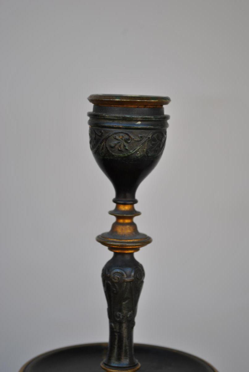 Bronze Cup + Napoleon III Candlesticks, XIXth Century-photo-5