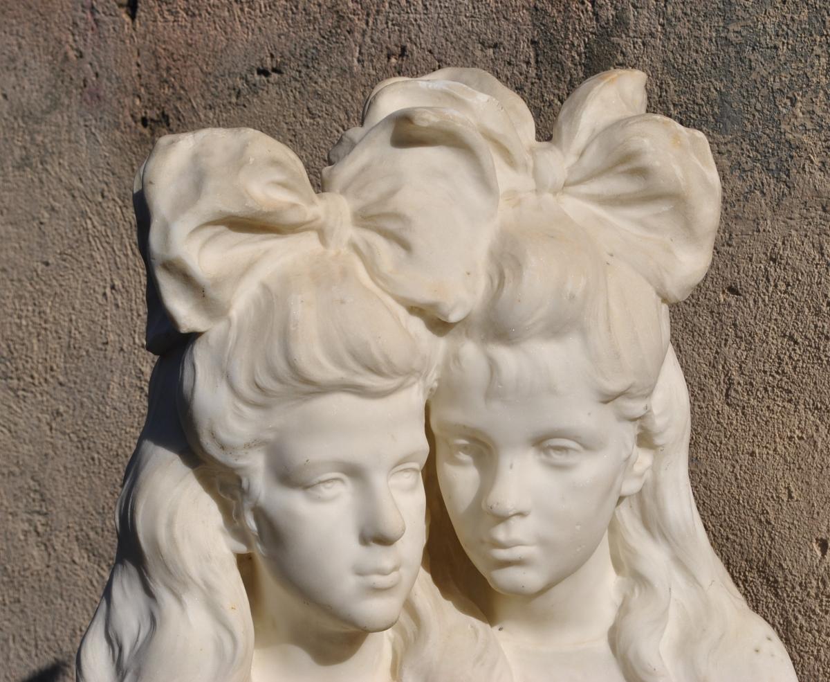 *promotion d'été *busts Of Young Women, Carrara Marble, Late Nineteenth-photo-3