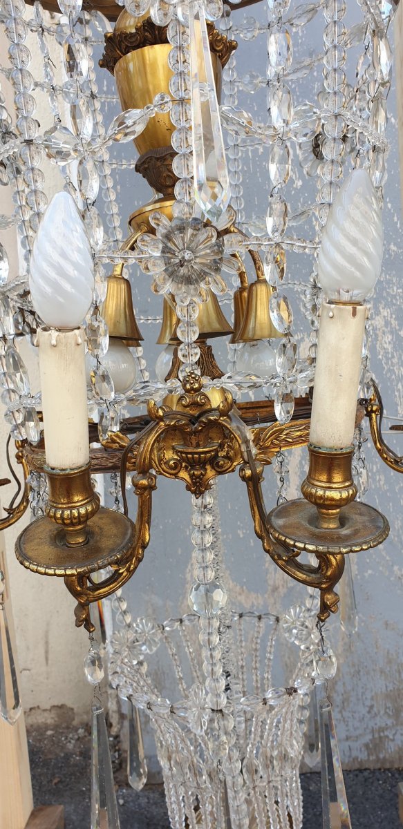 Large Chandelier In The Shape Of A Hot-air Balloon In Bronze And Crystal, 20th Century-photo-3