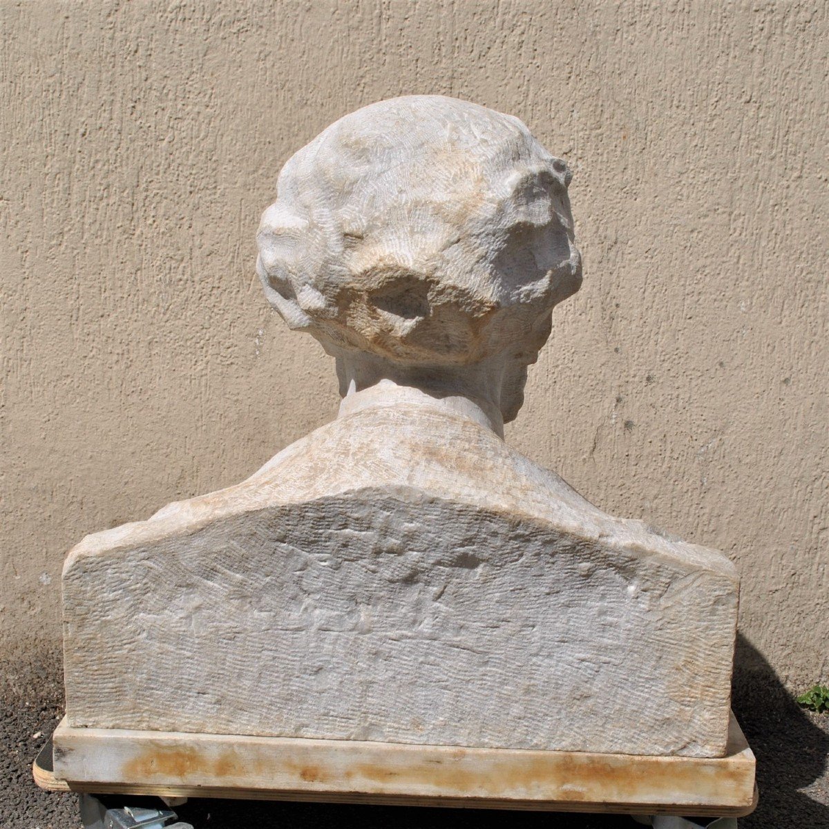 *promotion d'été *marble Bust, Gentleman With Mustache, 19th Century-photo-3