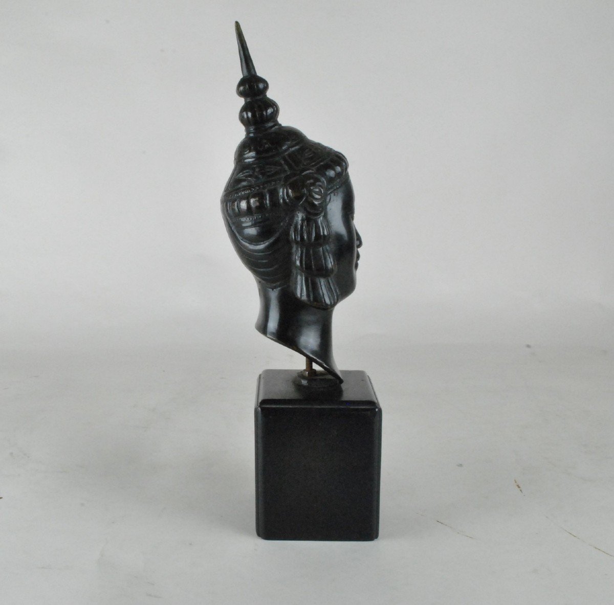 Ecole De Hanoi, Tête De Femme, Bronze XXème Siècle-photo-2