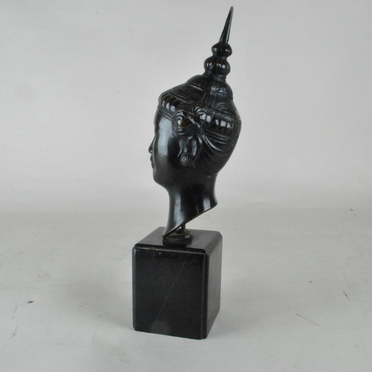 Ecole De Hanoi, Tête De Femme, Bronze XXème Siècle-photo-4