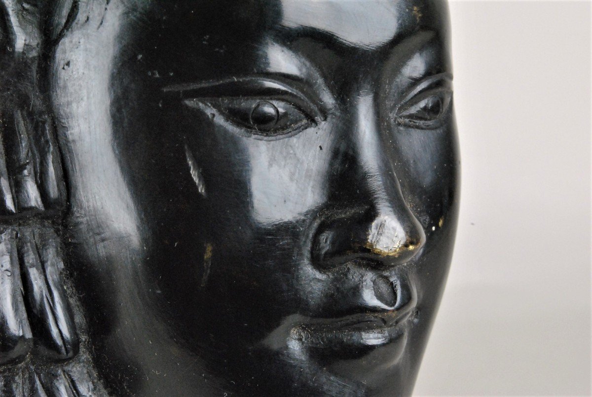 Hanoi School, Woman's Head, Bronze XXth Century-photo-7