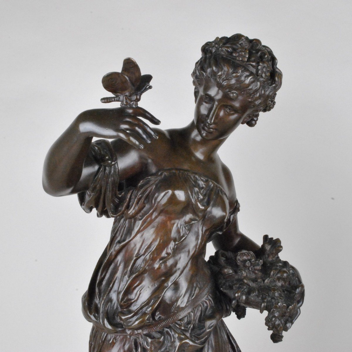 Math Moreau, Summer, Bronze Signed XIXth Century-photo-5