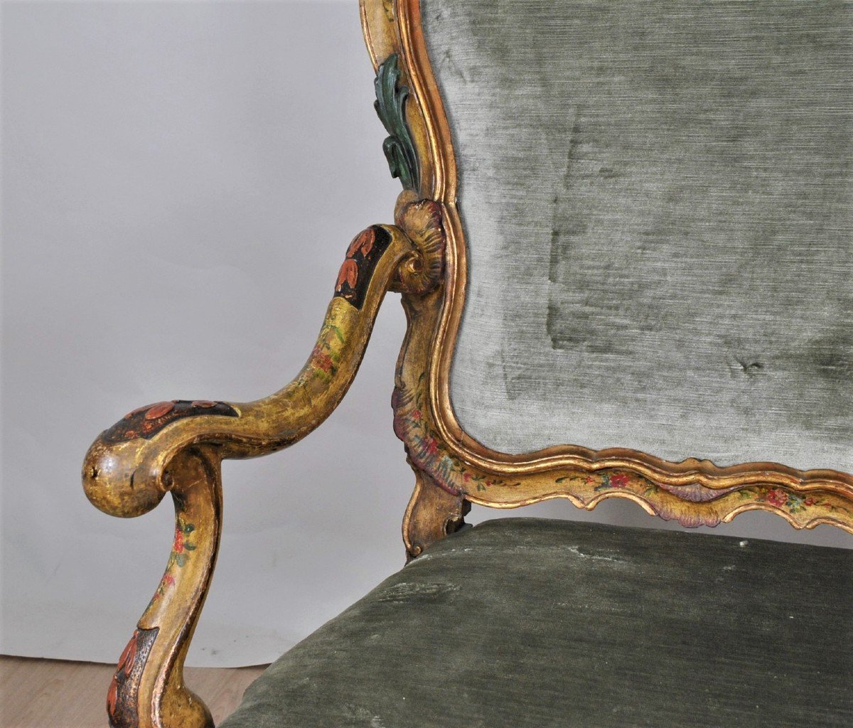 Bench In Lacquered And Gilded Wood, Venice, XIXth Century-photo-3