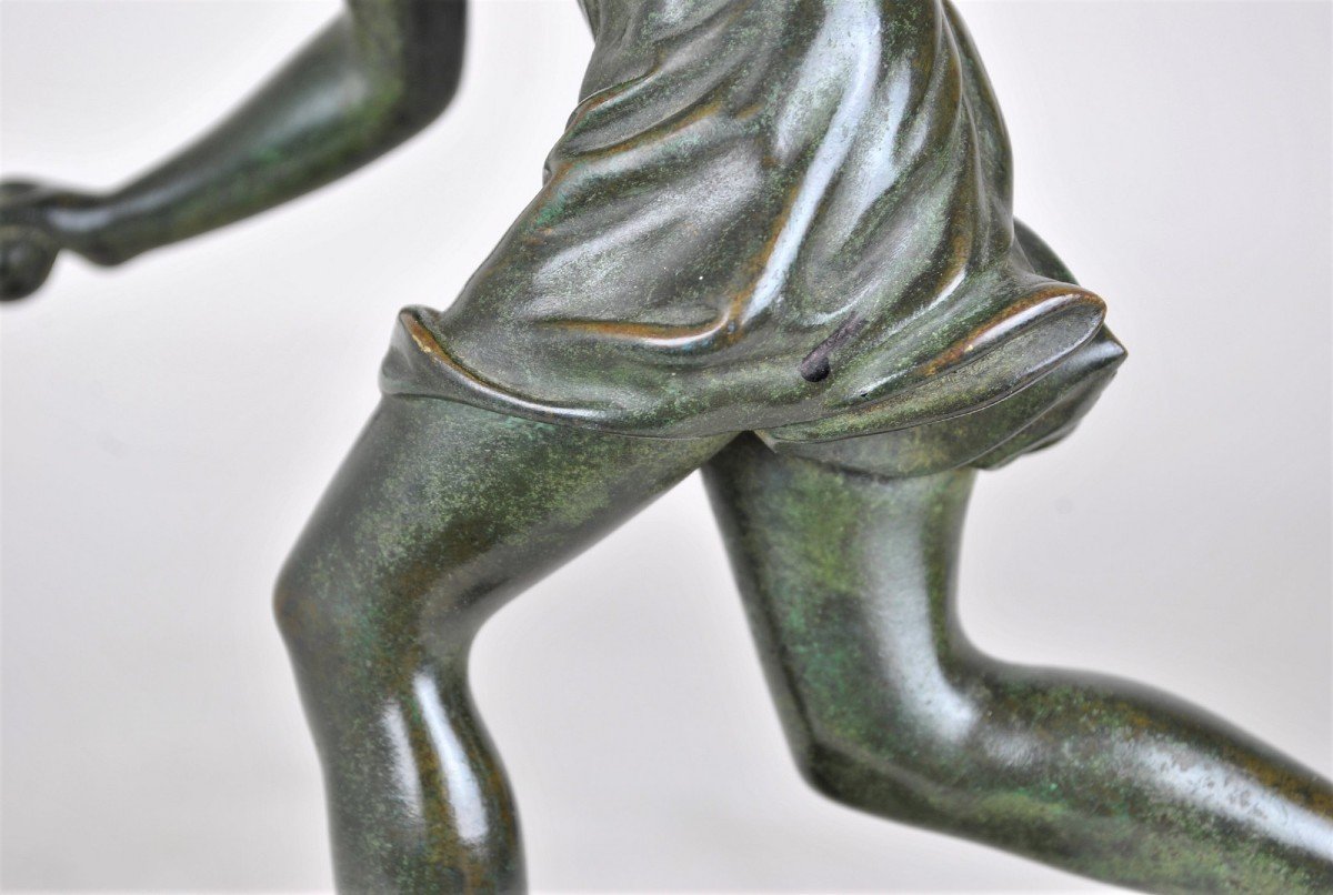 P Le Faguays, Woman With The Ball, Signed Bronze, Art Deco, XXth Century-photo-3