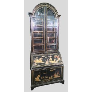 Grand Scriban Vitrine En Bois Laqué, Chinoiserie, Fin XVIIIème Début XIXème Siècle