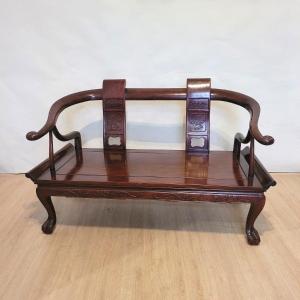 Chinese Carved Wood Bench, Late 19th Early 20th Century