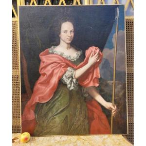 Grand Portrait De Dame de qualité,  XVIIIème Siècle