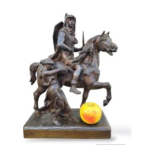 Gaulish Chef On Horseback In Bronze, 19th Century