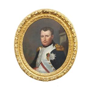 Portrait De l'Empereur Napoléon Ier, Huile Sur Toile, XIXè Siècle