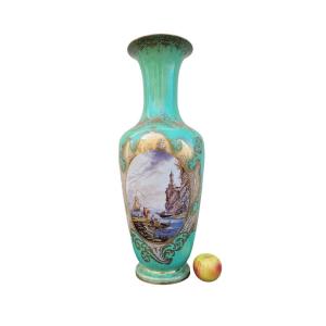 Grand Vase En Porcelaine, Manufacture Allemande, XIXème Siècle