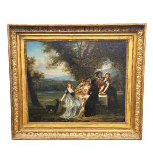 Country Picnic, Framed Hst, Early 19th Century