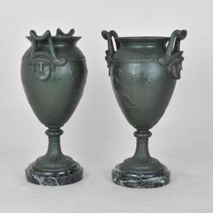 Pair Of Crater Vases, Grand Tour, 19th Century