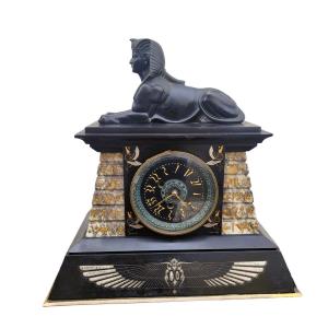 Egyptomania Marble Clock, 19th Century