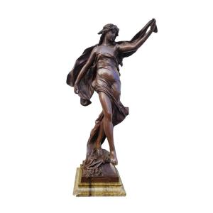 E Marioton, Danseuse Pompéienne, Bronze Signé, Fin XIXème Début XXème Siècle