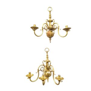 Pair Of "dutch" Bronze Wall Lights, 19th Century