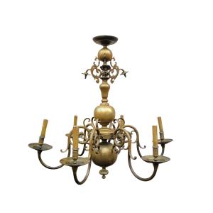 "dutch" Bronze Chandelier, Early 20th Century