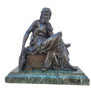 Sophocle, grande sculpture en bronze, XIXème siècle