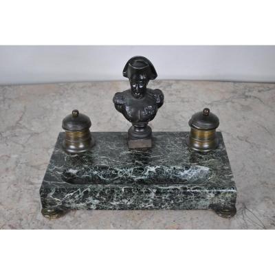 Inkwell Napoleon In Grenn Marble, XIXth