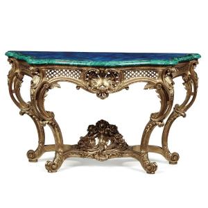 Valerian Rybar, Console Rocaille En Bois Doré, XXème Siècle