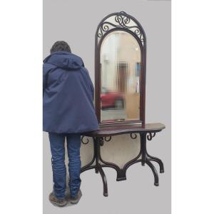 Att. In Thonet, Console With Large Mirror, Late Nineteenth Early Twentieth Century