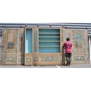 *promotion d'été *pair Of Bookcases With Painted Panels From The 17th Century