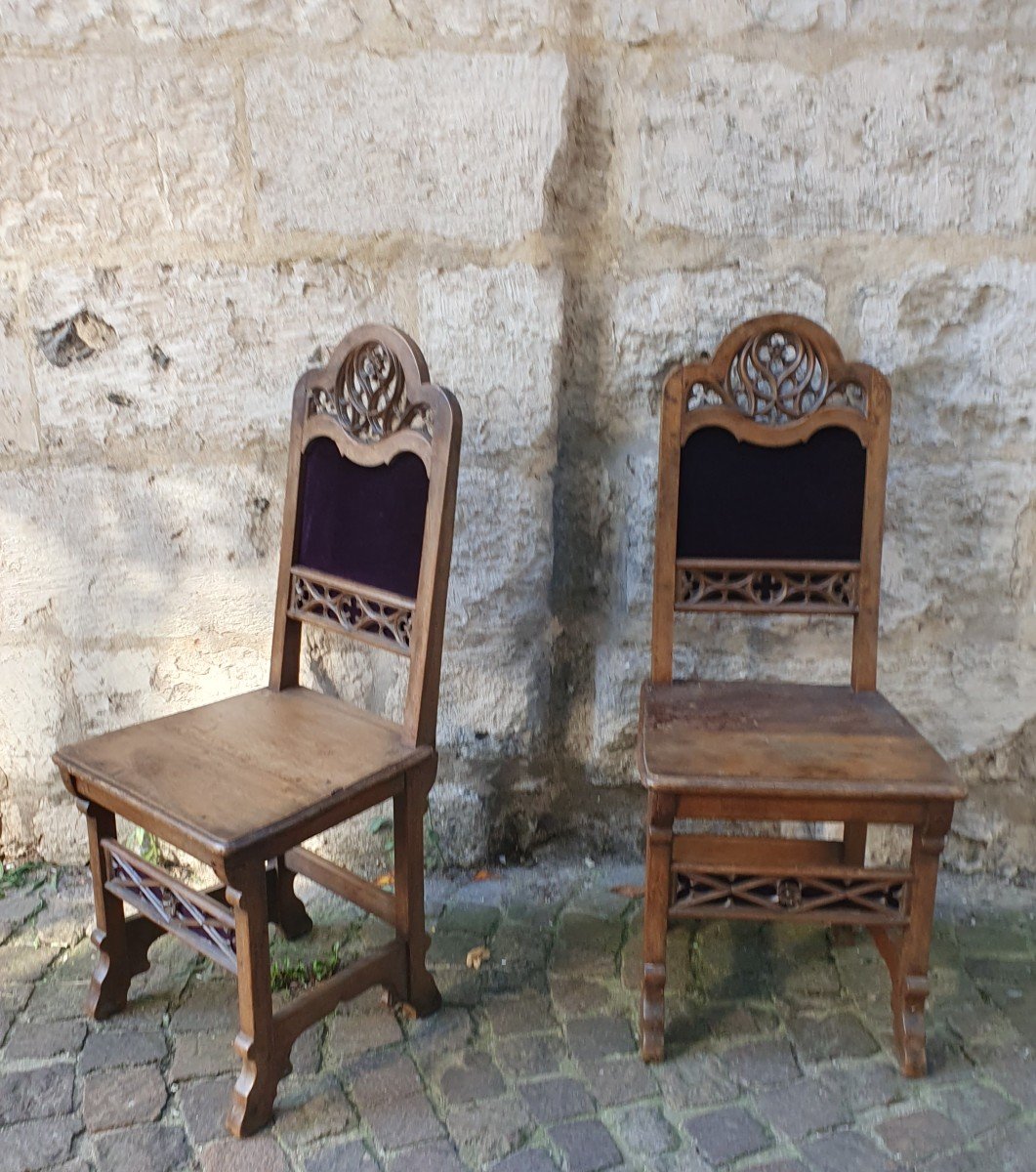 Paire De Chaises Néogothiques estampillées Ernest Eymonaud-photo-5