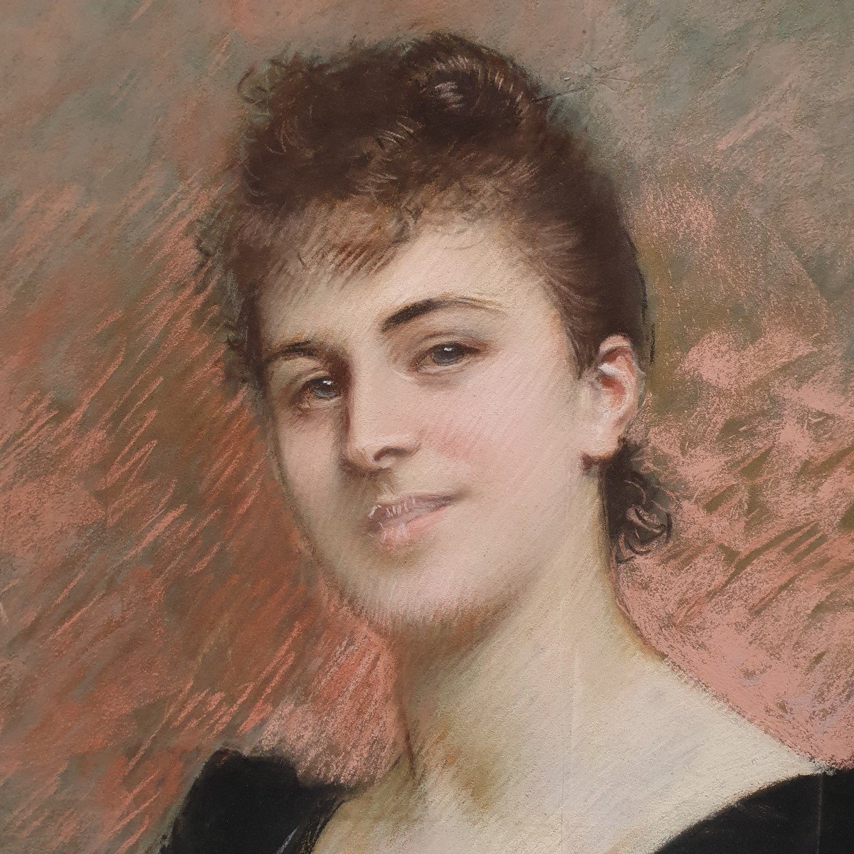 Grand portrait De Femme - école Française Vers 1890-photo-2