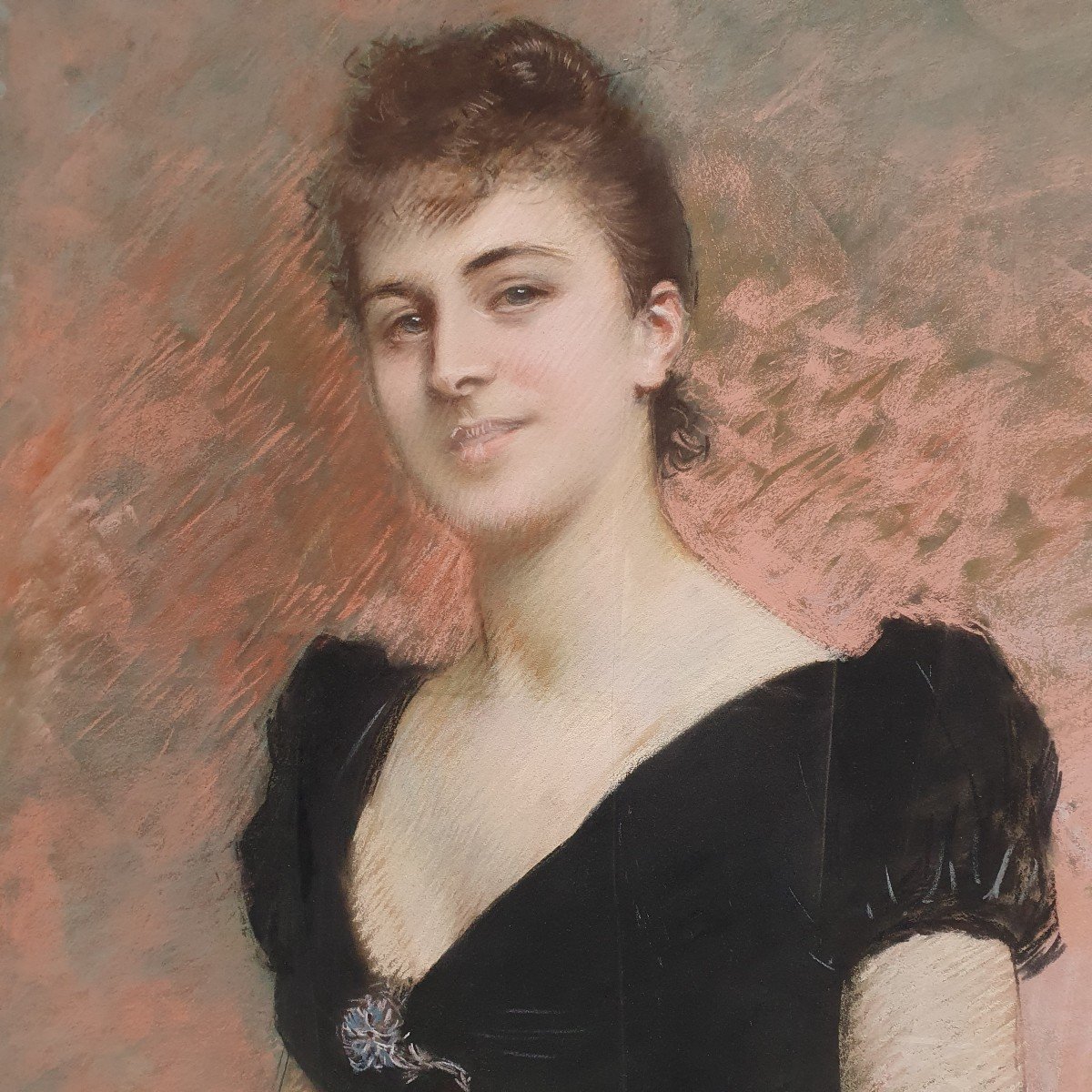 Grand portrait De Femme - école Française Vers 1890-photo-4