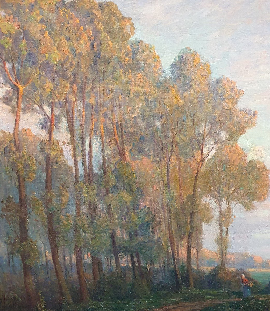 Grand paysage Impressionniste Par George Howland - école Américaine -photo-2