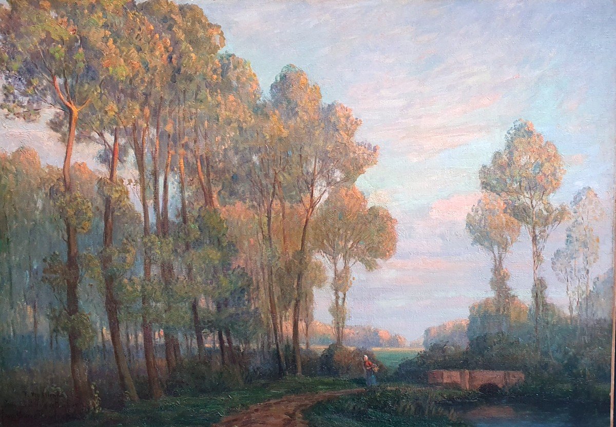 Grand paysage Impressionniste Par George Howland - école Américaine 