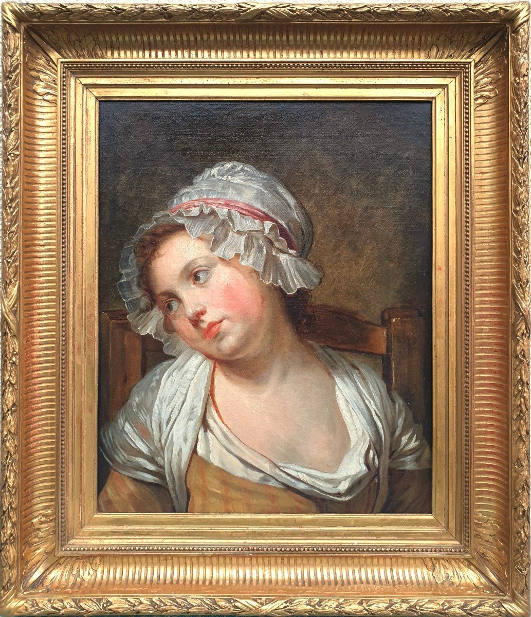 Ecole française de la fin du XVIIIe (d'après Jean-Baptiste GREUZE) - Portrait d'une jeune fille-photo-2