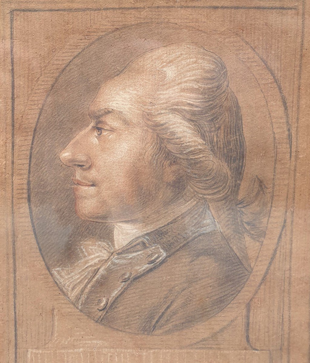 Ecole française du XVIIIe siècle - Portrait d'Augustin d'Herbez dit Saint-Aubin