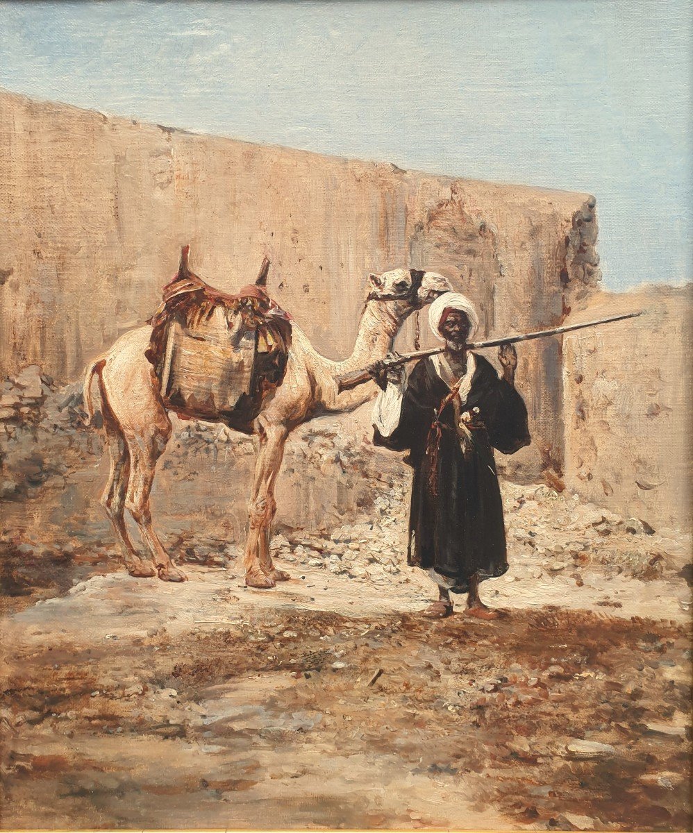 Léon BELLY (Attribué à) - Le guerrier arabe et son chameau