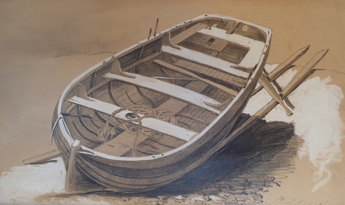 French School From The Mid-19th Century - Study Of A Boat-photo-2