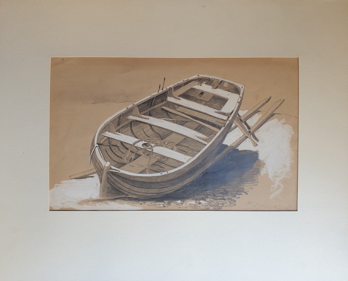 French School From The Mid-19th Century - Study Of A Boat-photo-3