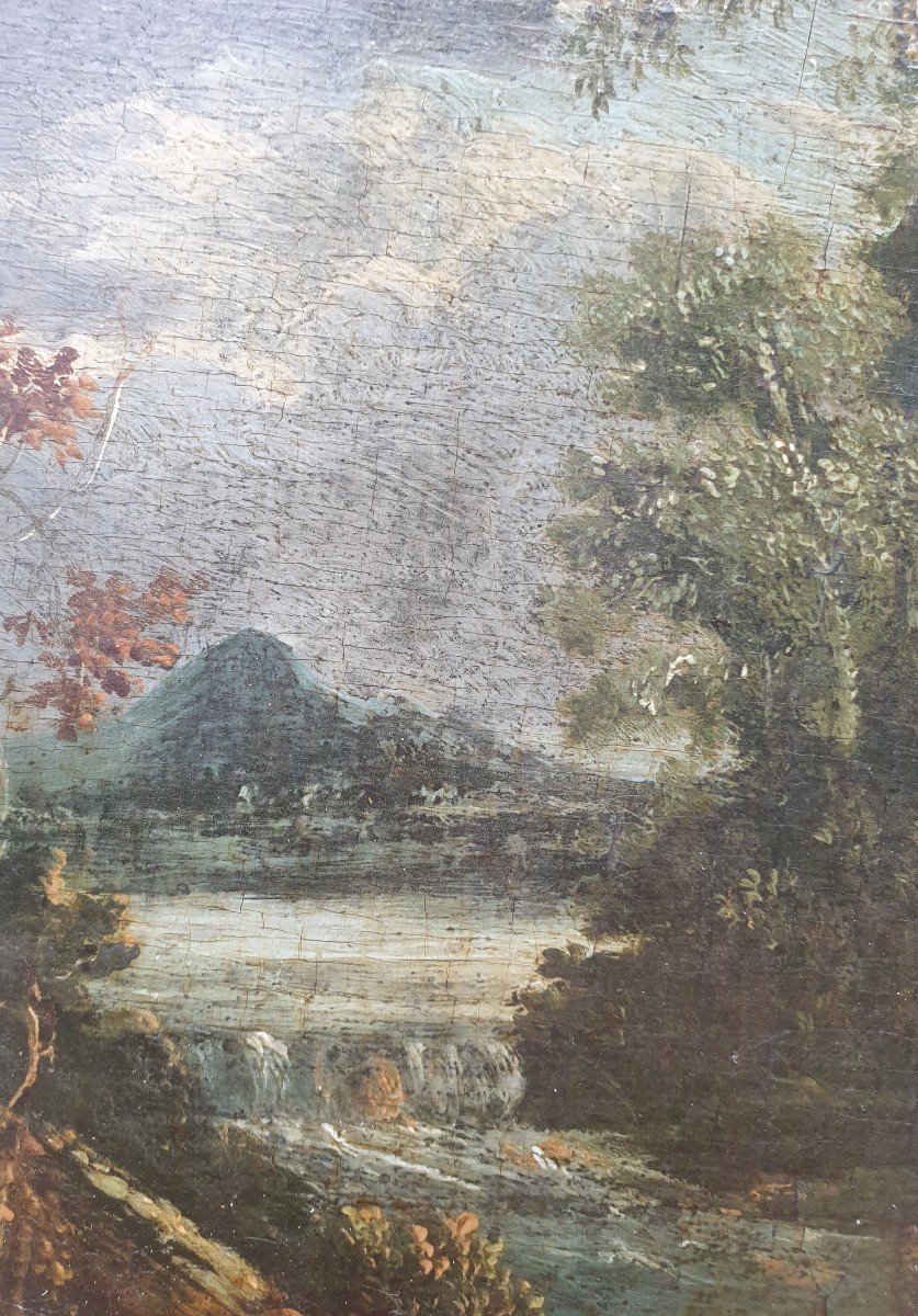 Italian School Of The 17th Century - Landscape At The River-photo-2