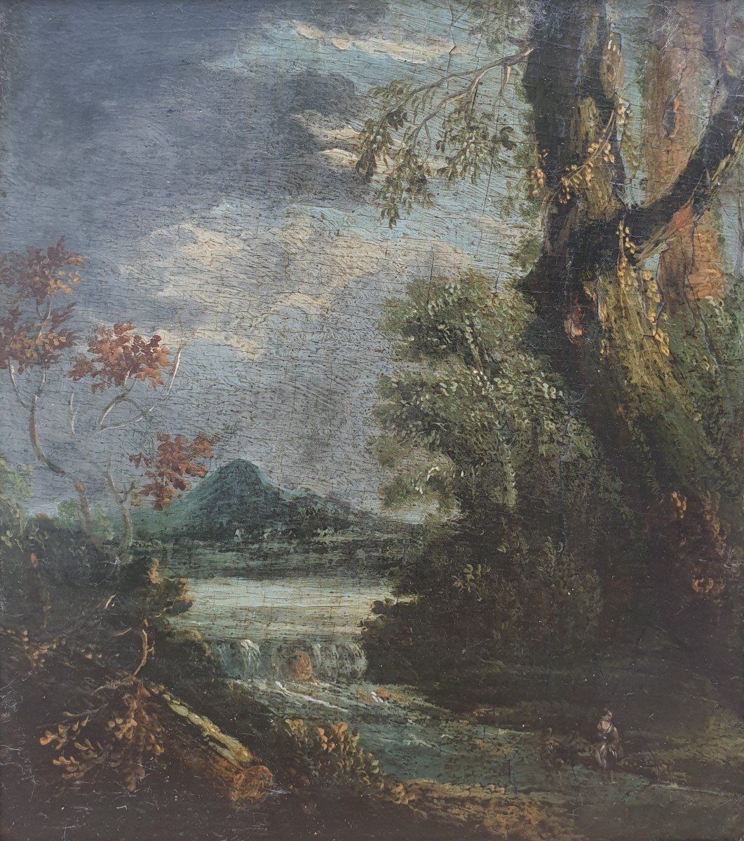 Italian School Of The 17th Century - Landscape At The River-photo-3