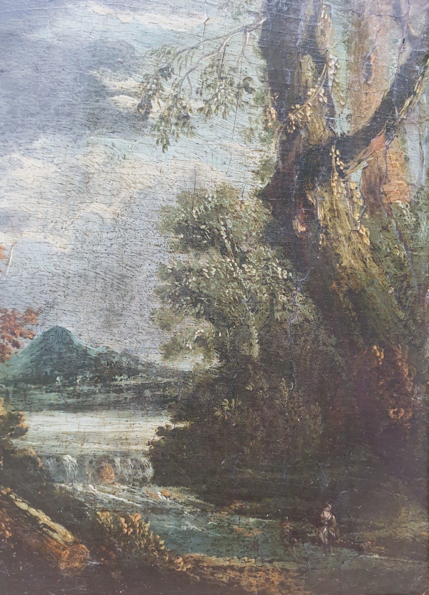 Italian School Of The 17th Century - Landscape At The River-photo-5