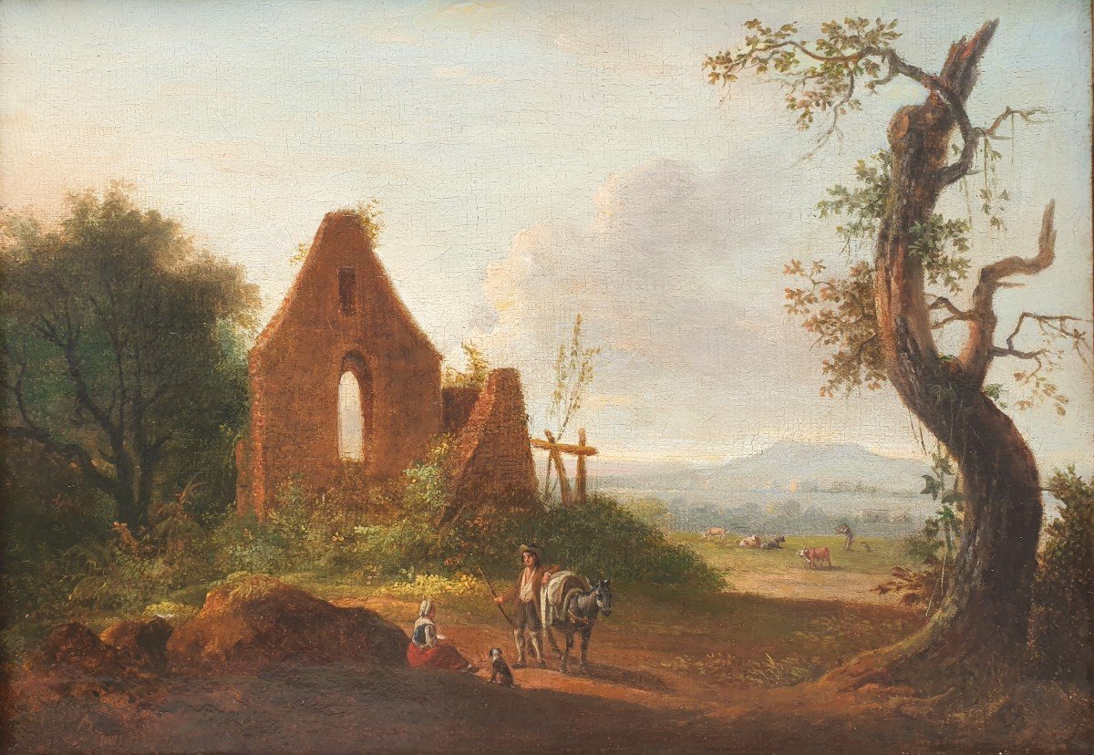 Lazare Bruandet - Animated Landscape Near A Ruin