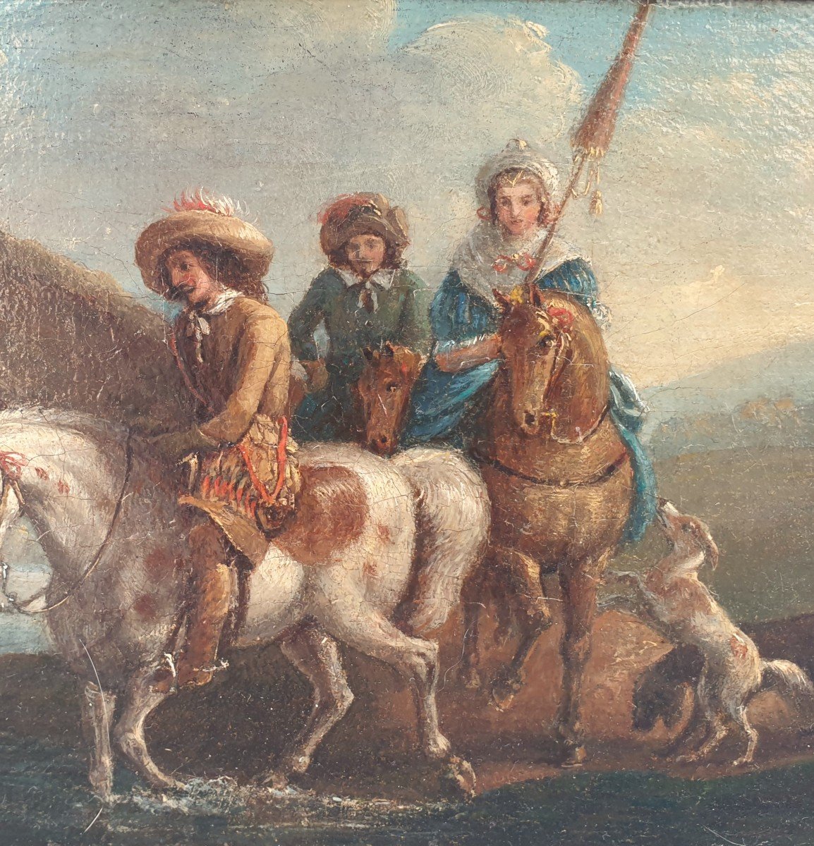 Carel VAN FALENS (Attribué à) - Des cavaliers traversant une rivière-photo-3