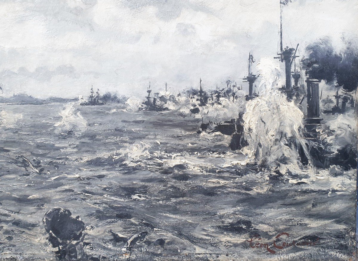 Léon Couturier - Naval Battle Scene-photo-4