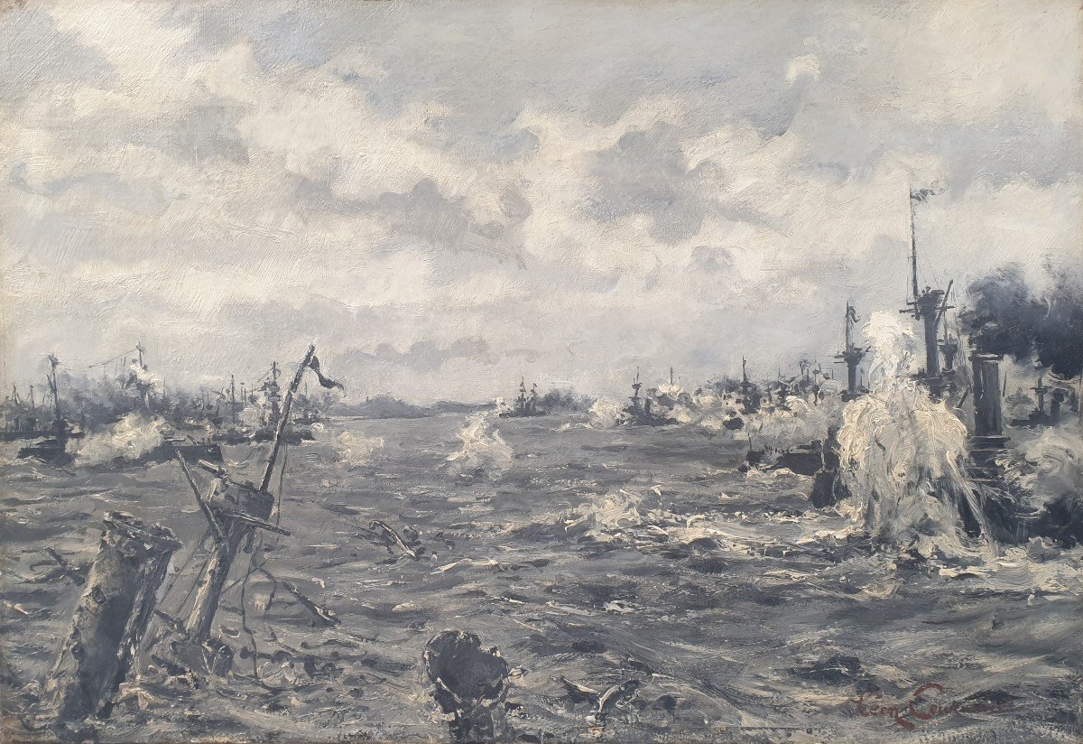 Léon Couturier - Naval Battle Scene