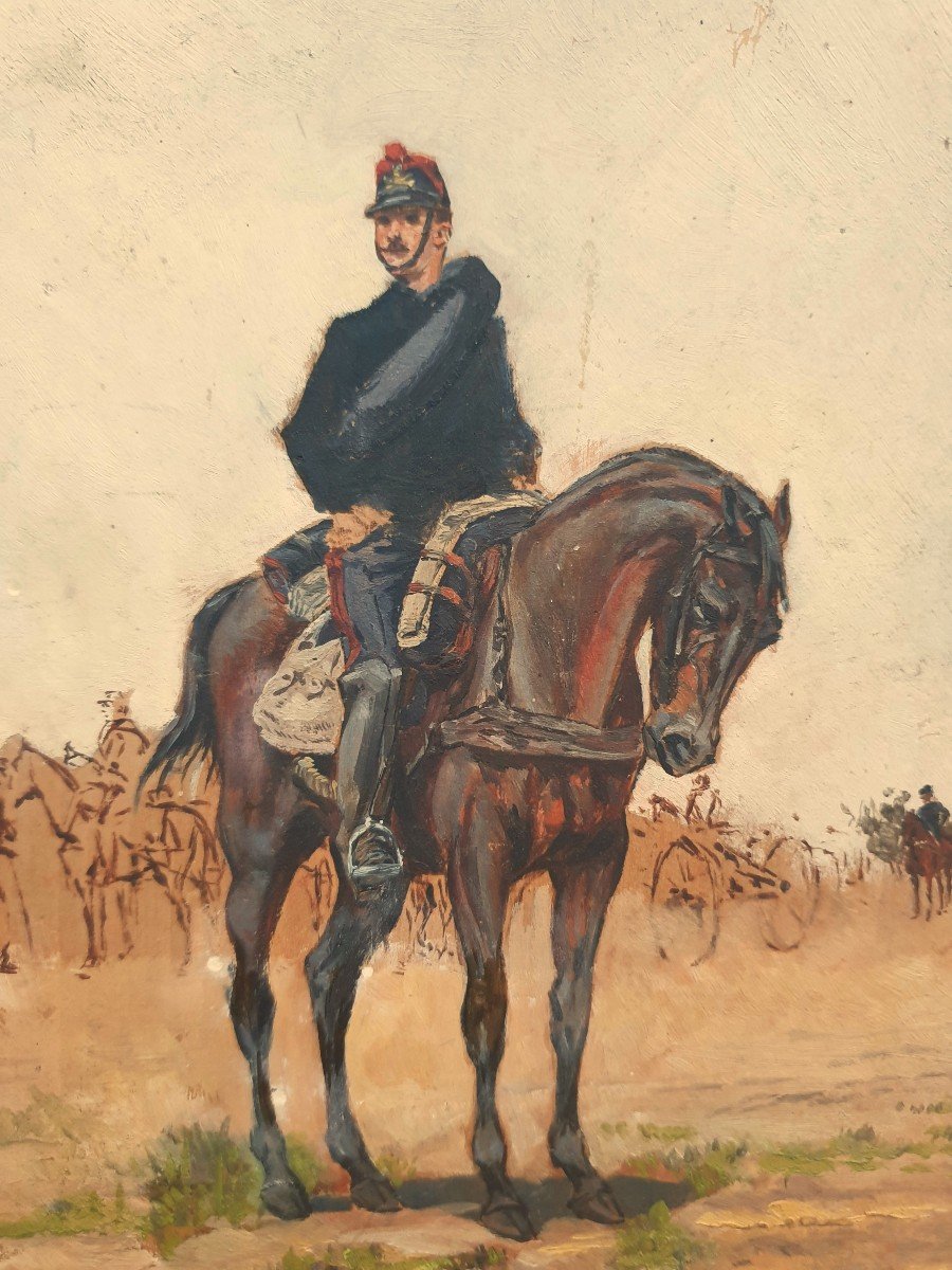 Alphonse de NEUVILLE - Esquisse d'un militaire à cheval pendant la guerre de 1870-photo-2