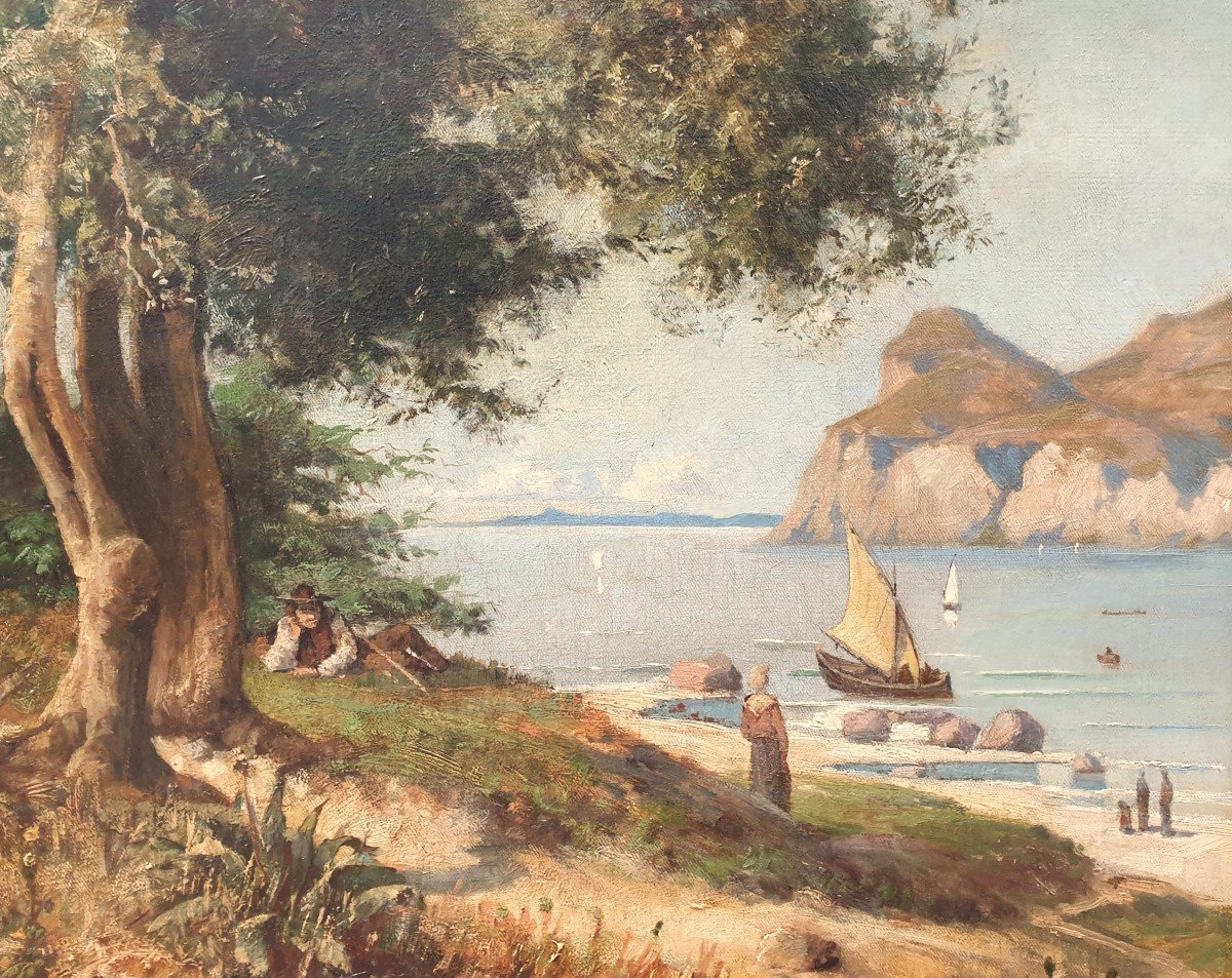 Vincent COURDOUAN (Attribué à) - Calanque animé près de Toulon-photo-1