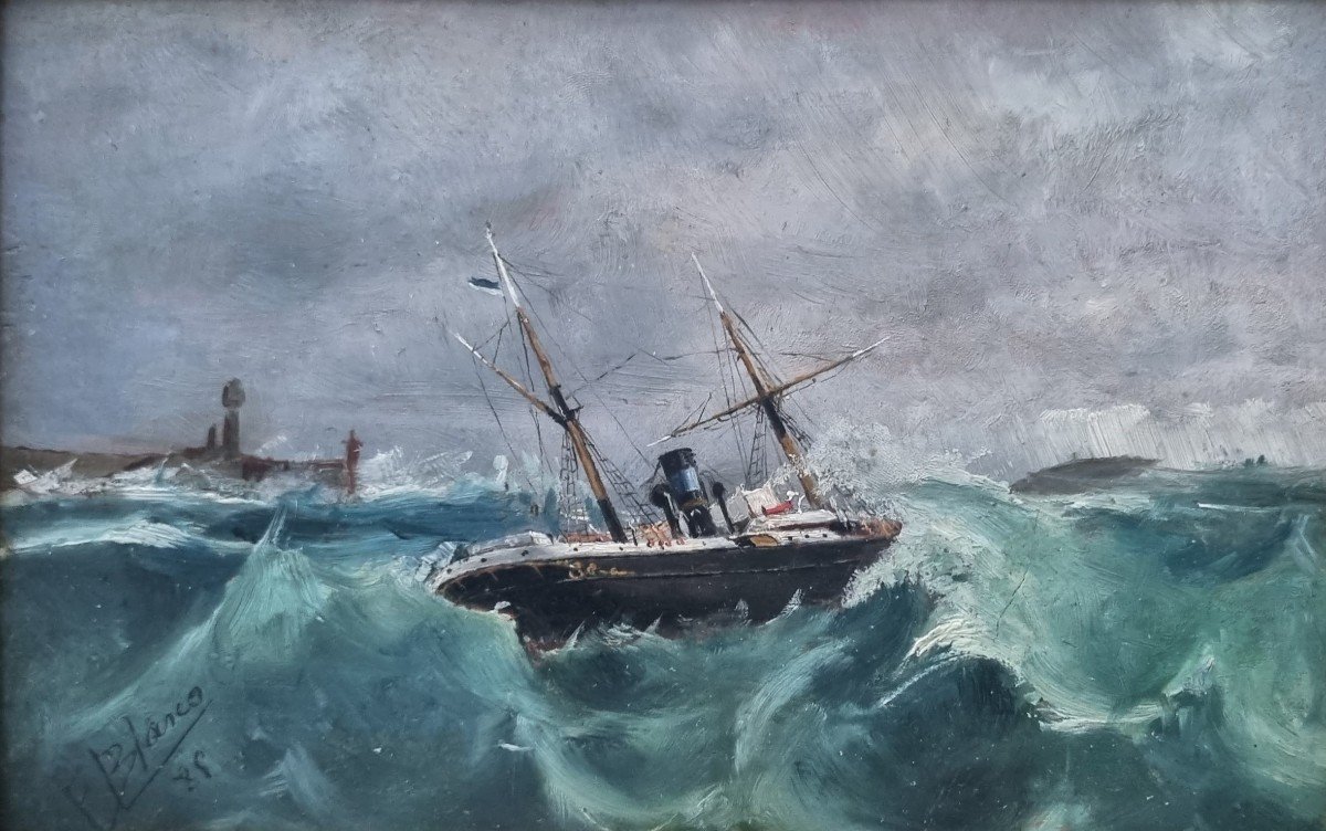 Francisco Blasco - A Spanish Ship In Rough Seas