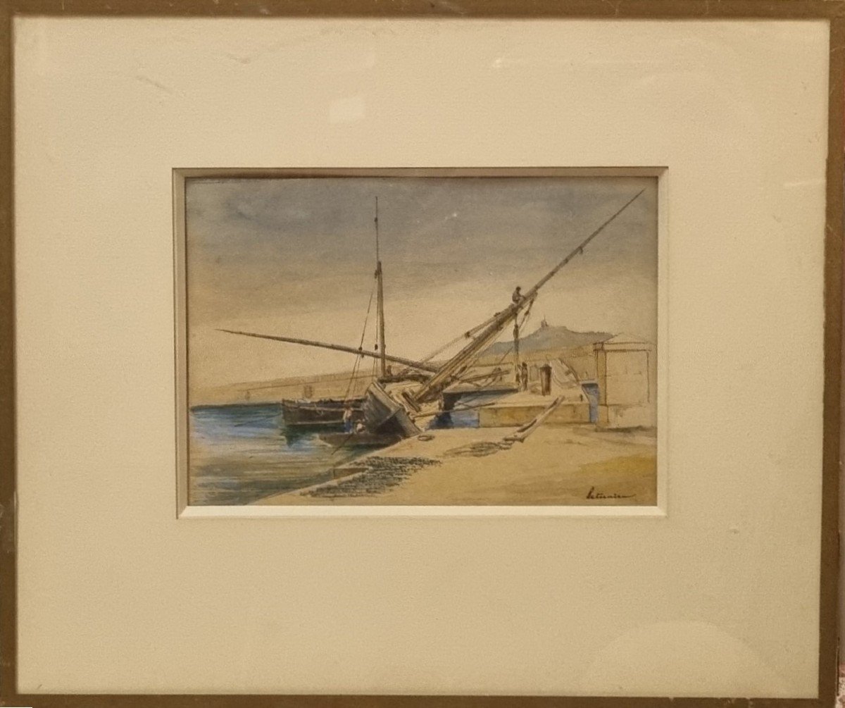 Pierre LETUAIRE - La réparation d'un bateau à quai-photo-2