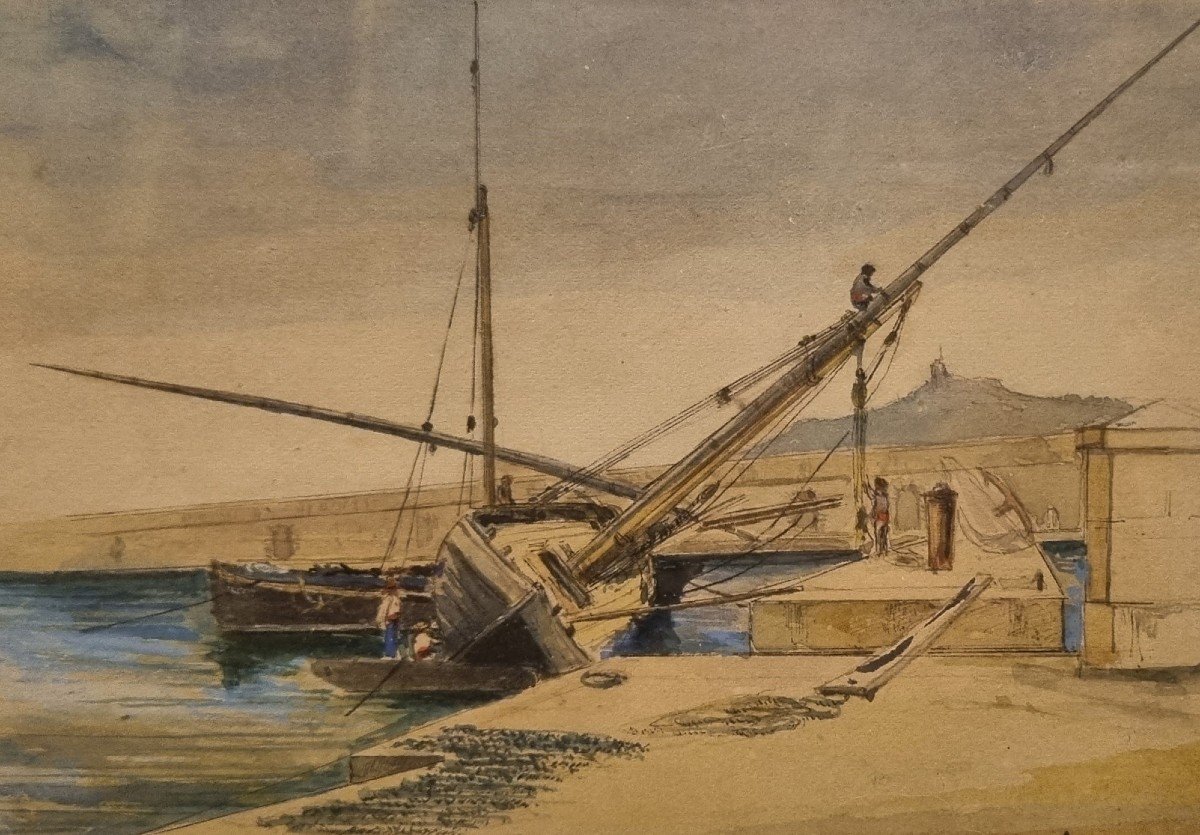 Pierre LETUAIRE - La réparation d'un bateau à quai-photo-3